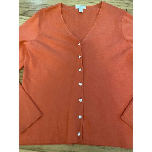 Charter Club, women's orange button front silk blend cardigan size PL - Picture 3 of 8